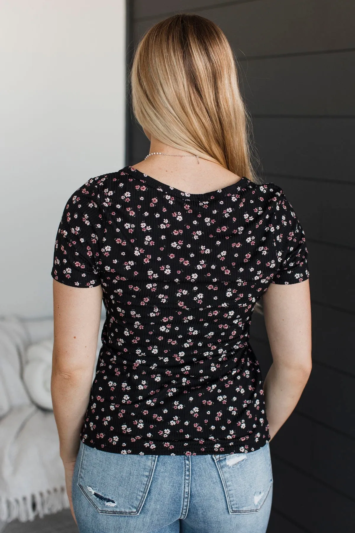 Hold Out Your Hand Floral Top- Black