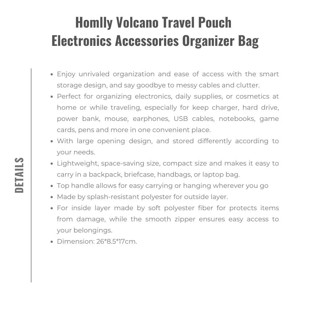 Homlly Volcano Travel Pouch Electronics Accessories Organizer Bag
