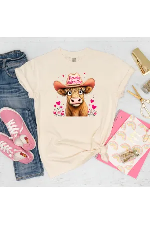 Howdy Valentine Cow Comfort Colors T-Shirt