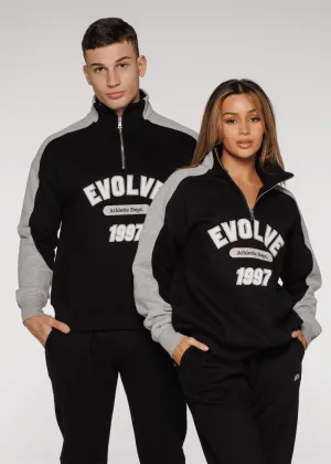 Iconic Retro ¼ Zip - Black-Grey