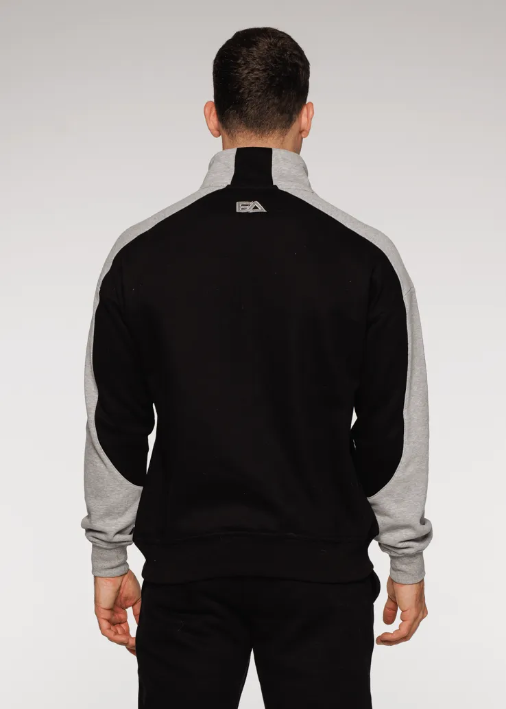 Iconic Retro ¼ Zip - Black-Grey