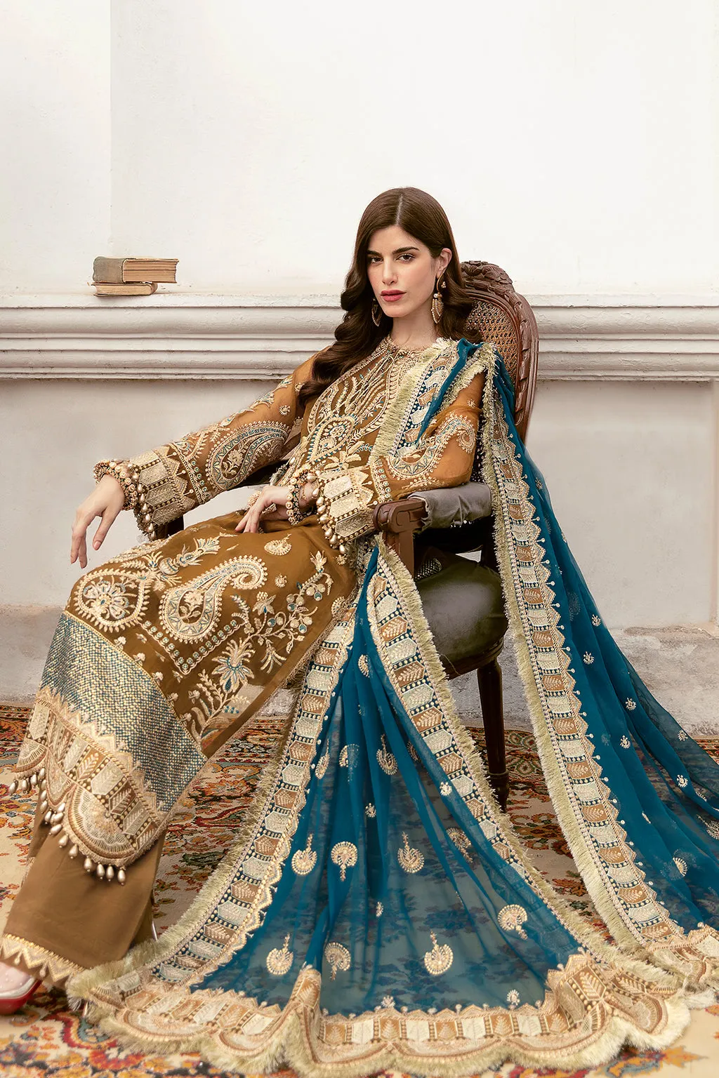 Imperial Brew  | Afrozeh LA Fuchsia'22 Collection | Unstitched Chiffon Suits