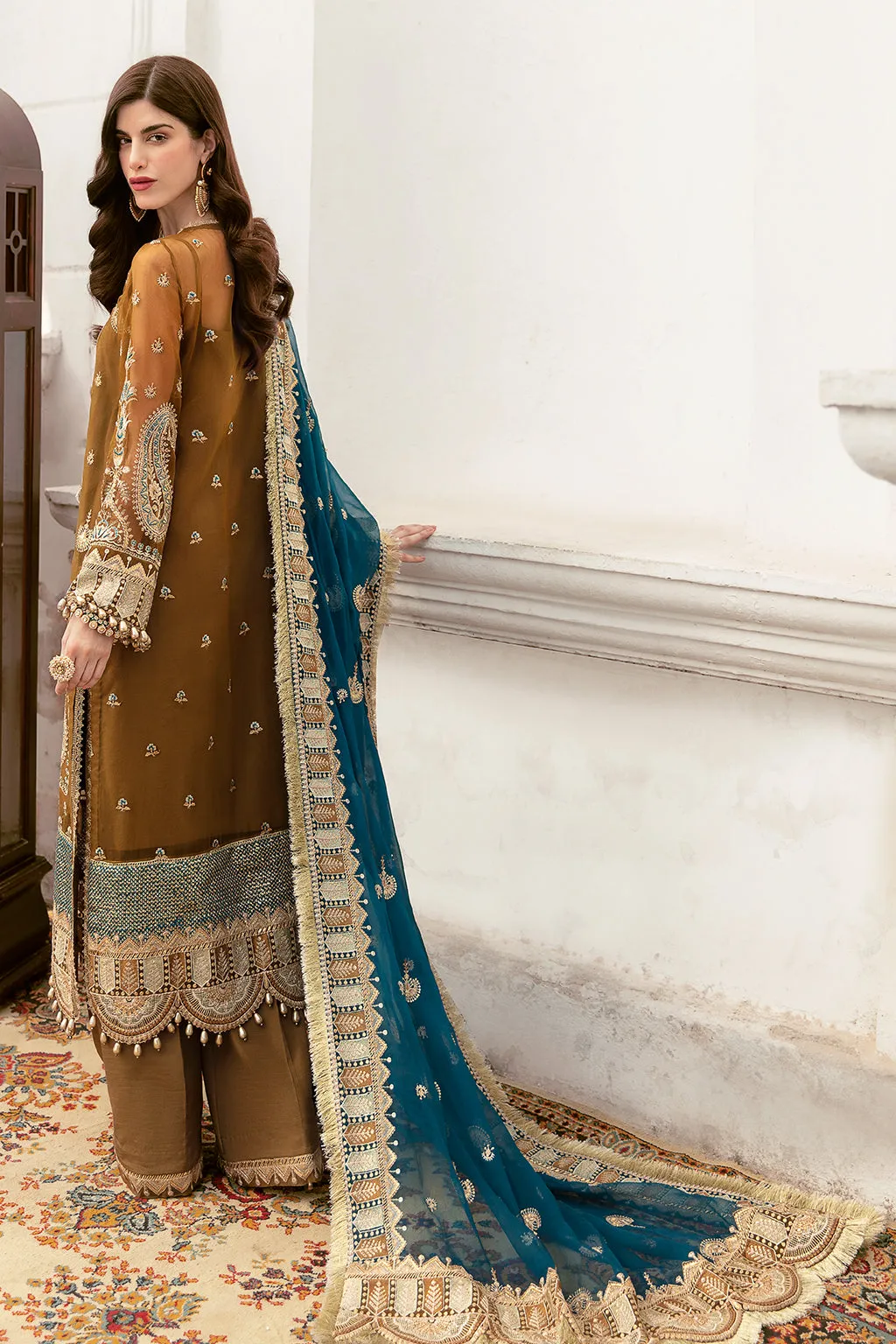 Imperial Brew  | Afrozeh LA Fuchsia'22 Collection | Unstitched Chiffon Suits
