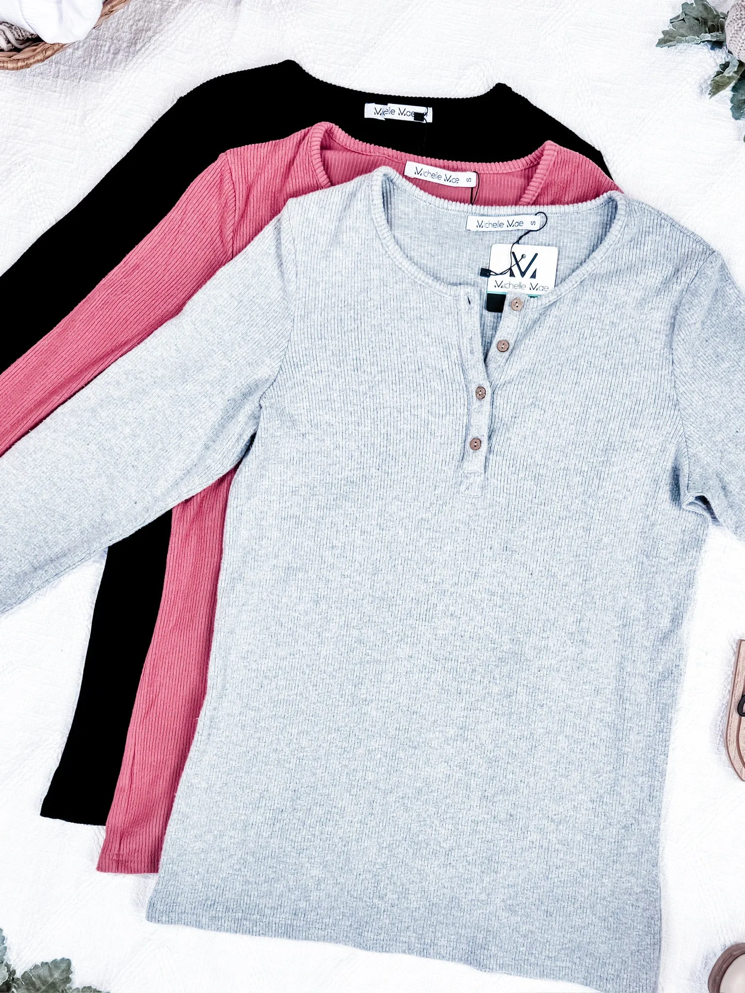 IN STOCK Brielle Henley Ribbed Long Sleeve - Terra Cotta FINAL SALE