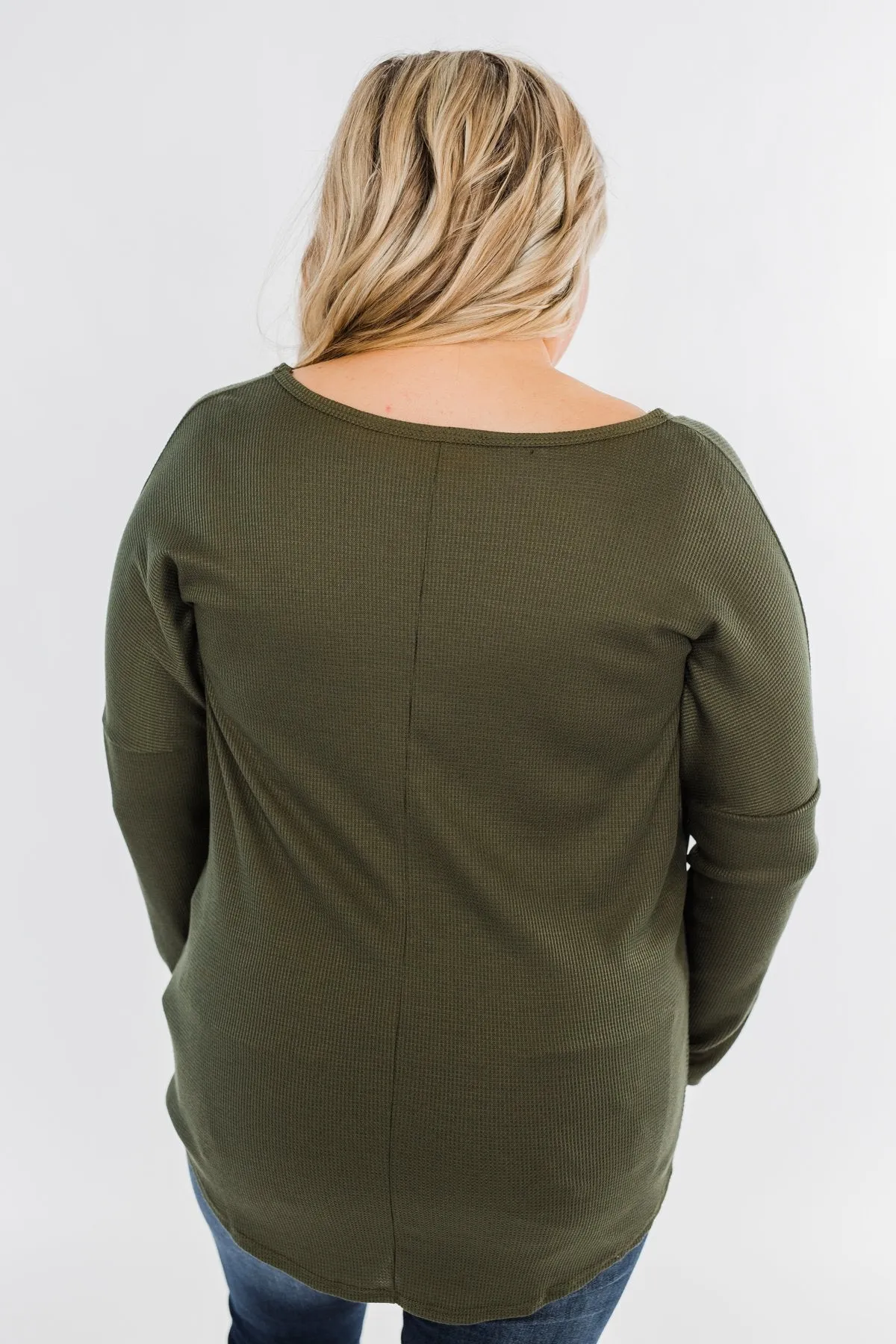 In Your Arms Thermal Twist Top- Olive