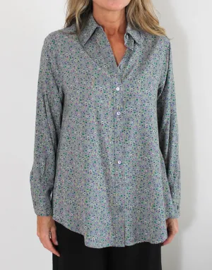 Indigo Shirt - Grey Fleurs