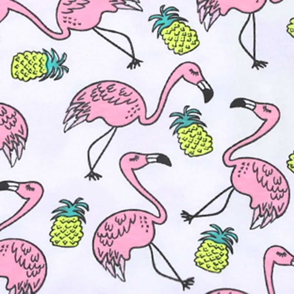 Infant Girls T-Shirt Flamingo-B.White | Bachaa Party Baby Clothes Girls Tops & T-Shirts