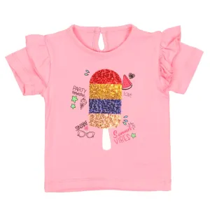 Infant Girls T-Shirt Summer Vibes - Pink A Boo | Bachaa Party Baby Clothes Girls Tops & T-Shirts