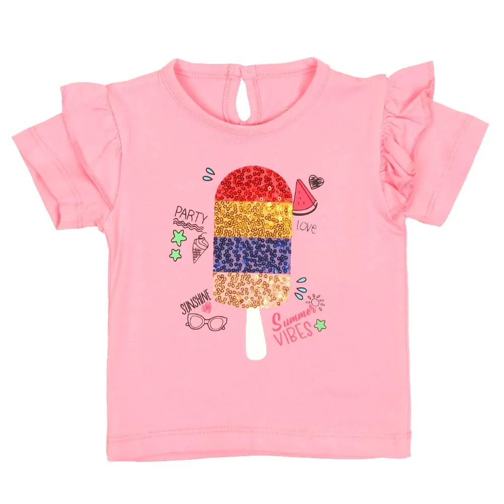 Infant Girls T-Shirt Summer Vibes - Pink A Boo | Bachaa Party Baby Clothes Girls Tops & T-Shirts