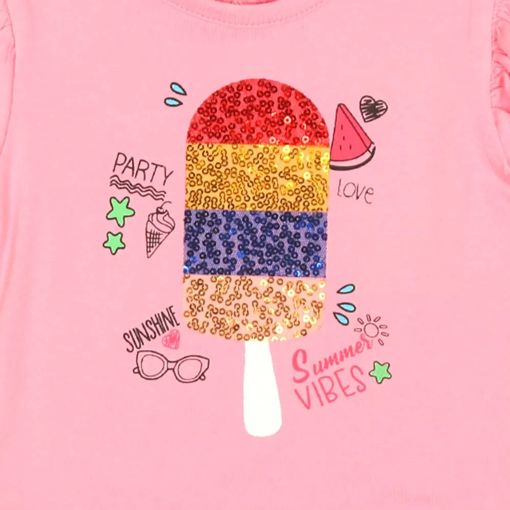 Infant Girls T-Shirt Summer Vibes - Pink A Boo | Bachaa Party Baby Clothes Girls Tops & T-Shirts