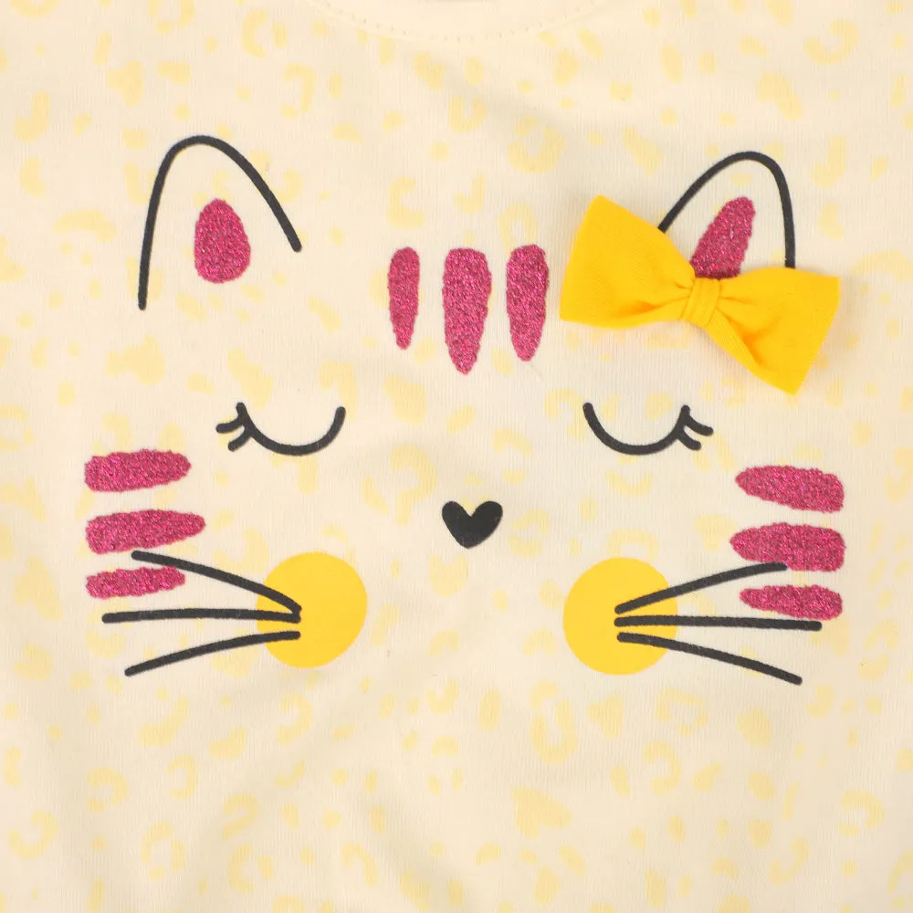 Infants Girls T-Shirt Cat - Papyrus | Bachaa Party Baby Clothes Girls Tops & T-Shirts