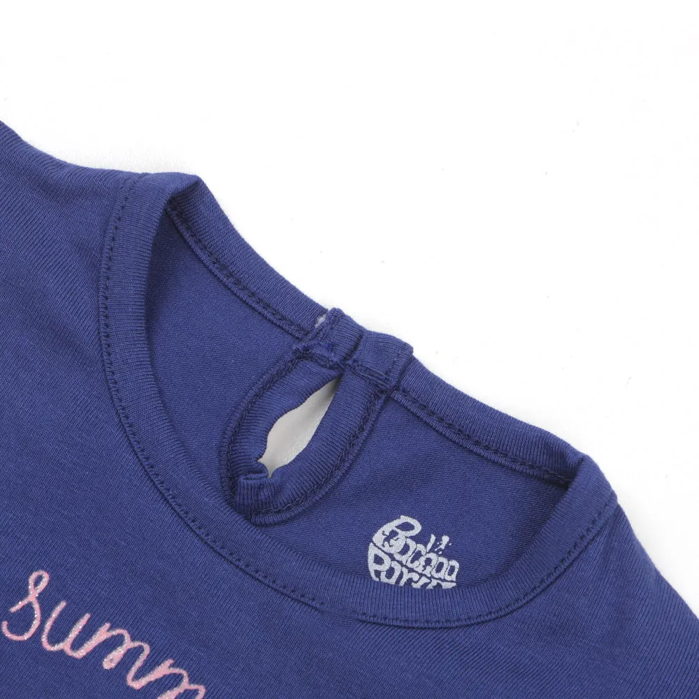 Infants Girls T-Shirt Summer Lovin - Navy Blue | Bachaa Party Baby Clothes Girls Tops & T-Shirts