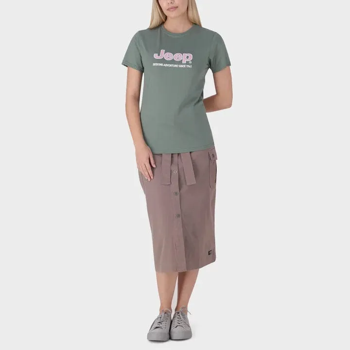 Jeep Women's Organic Core Applique T Shirt Green