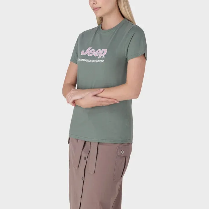 Jeep Women's Organic Core Applique T Shirt Green