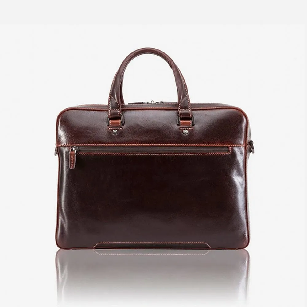 Jekyll & Hide  Slim Zip Top Briefcase Tobacco