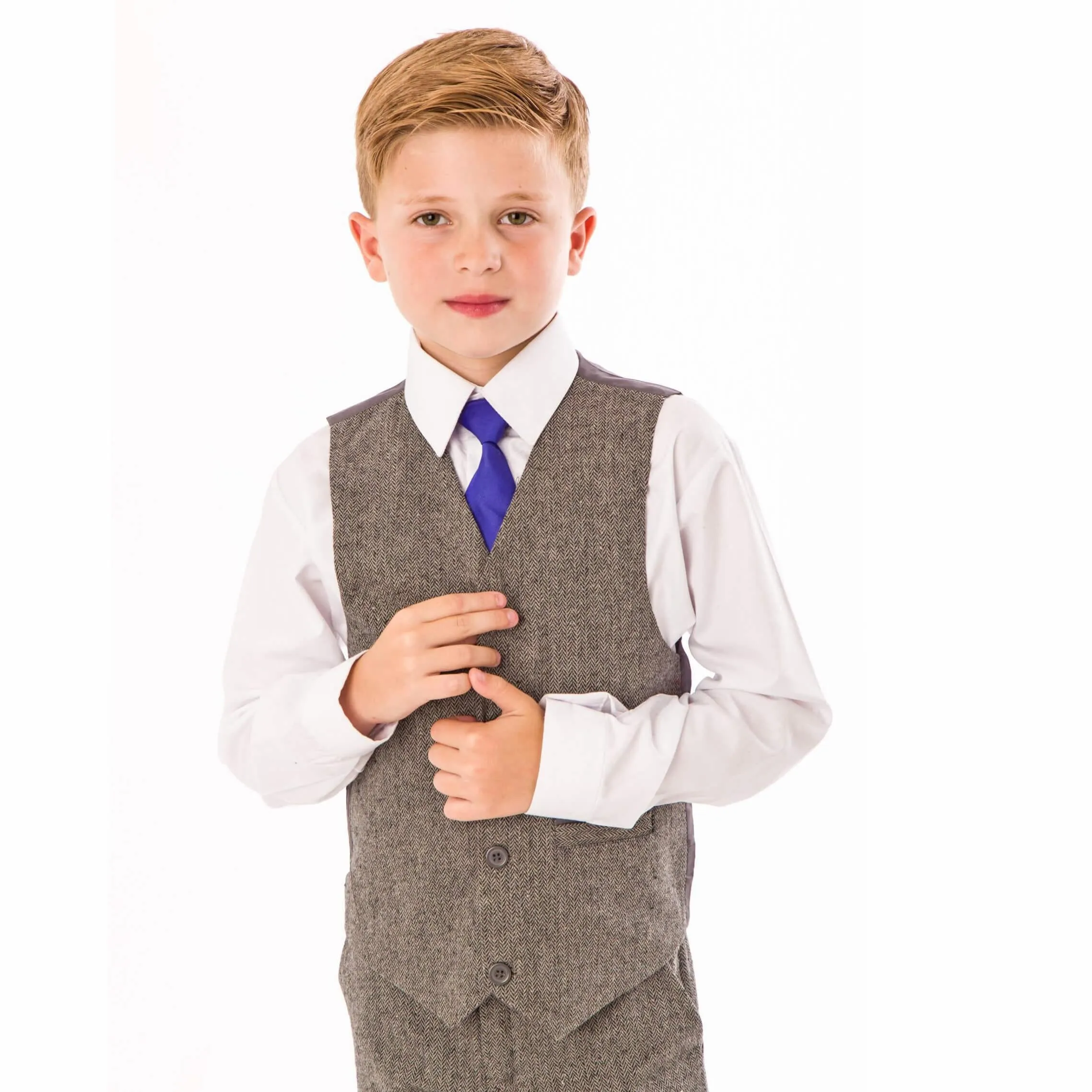 John - Grey Herringbone 4 Piece Suit