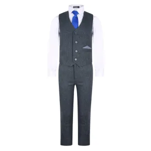 John - Grey Herringbone 4 Piece Suit