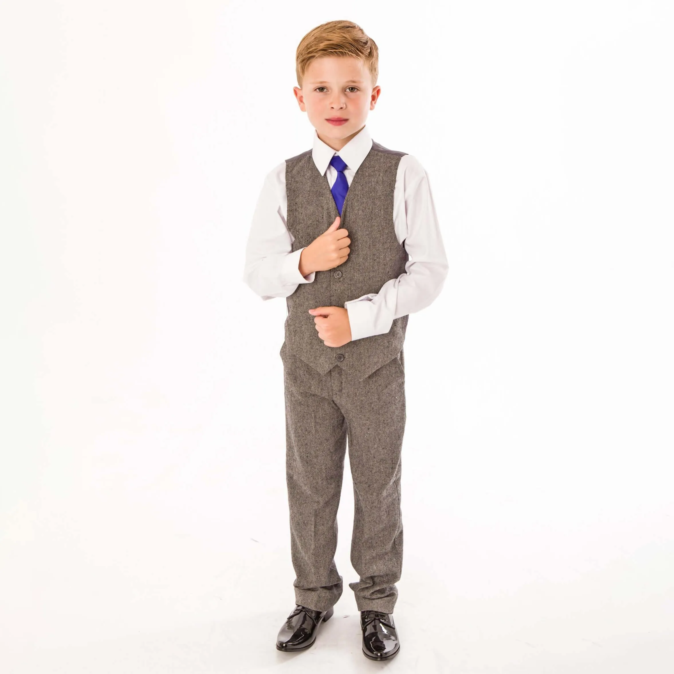 John - Grey Herringbone 4 Piece Suit