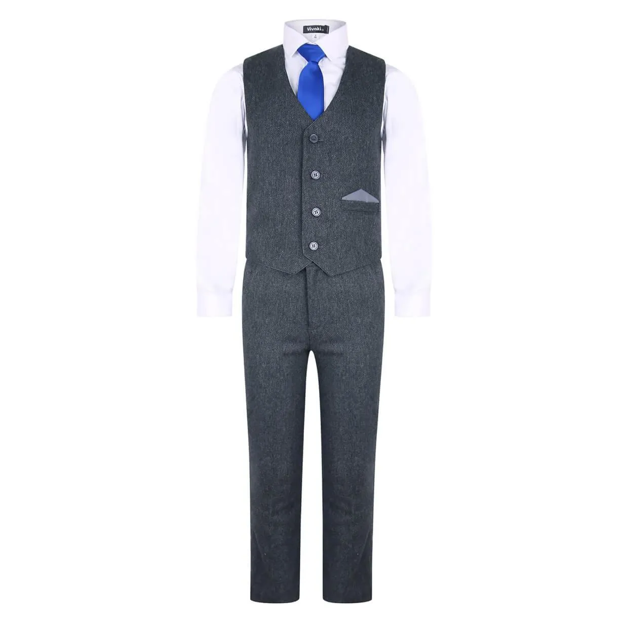 John - Grey Herringbone 4 Piece Suit