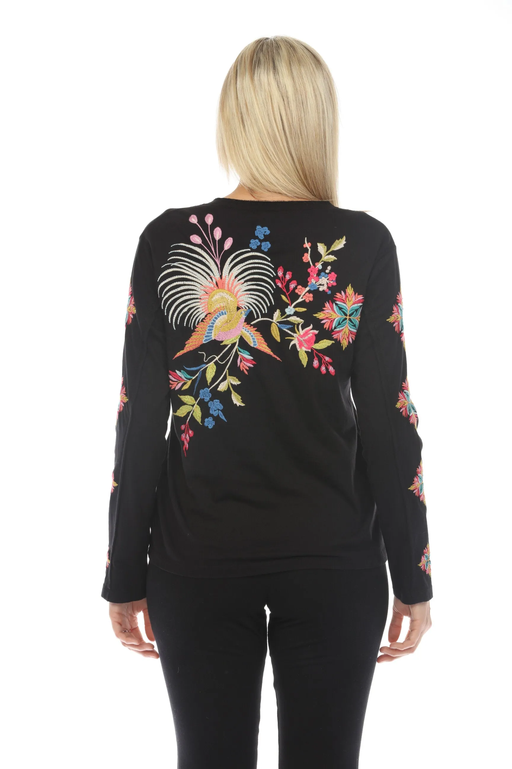 Johnny Was JWLA Julie Raw Seam Henley Top Boho Chic J12523-E