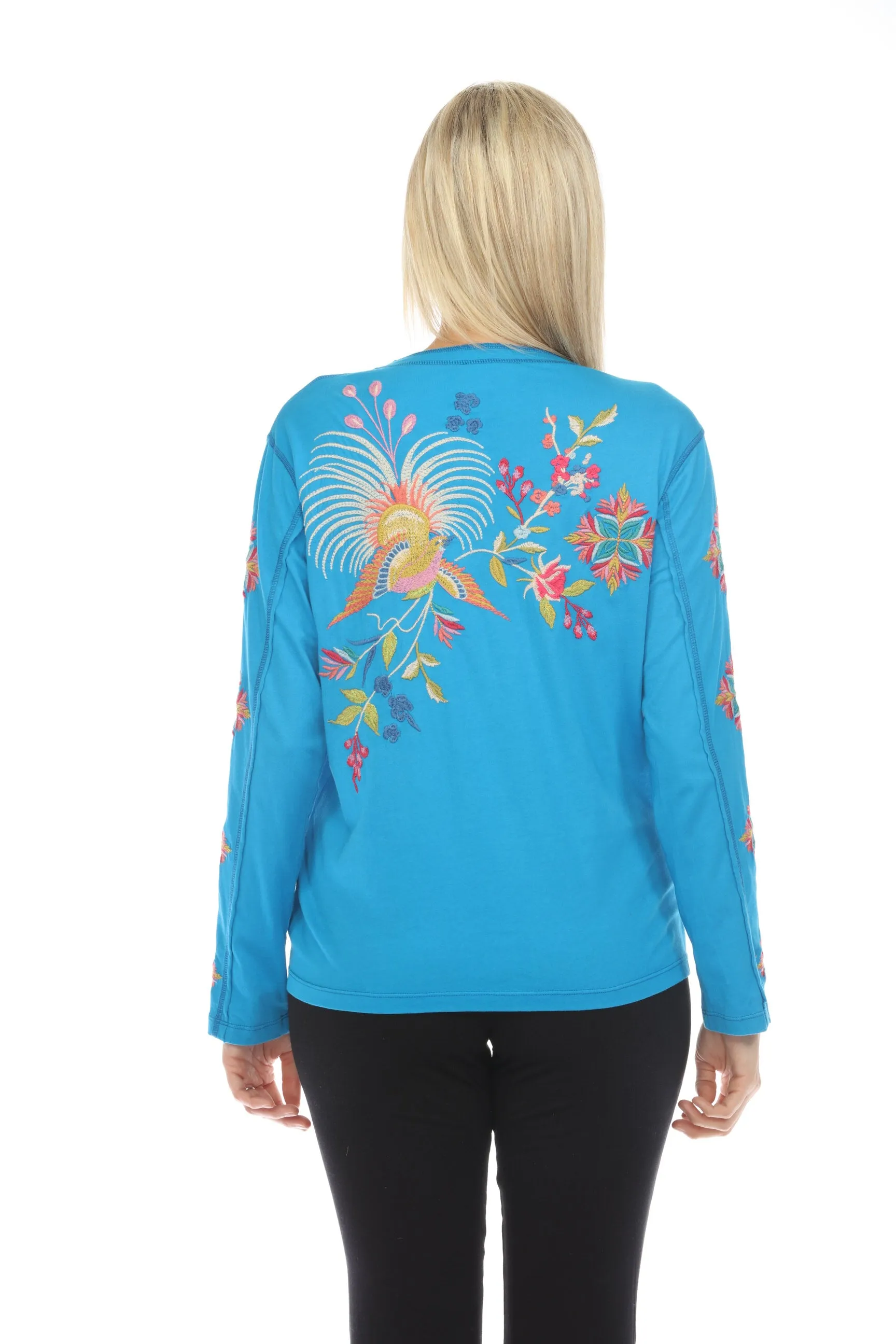 Johnny Was JWLA Julie Raw Seam Henley Top Boho Chic J12523-E