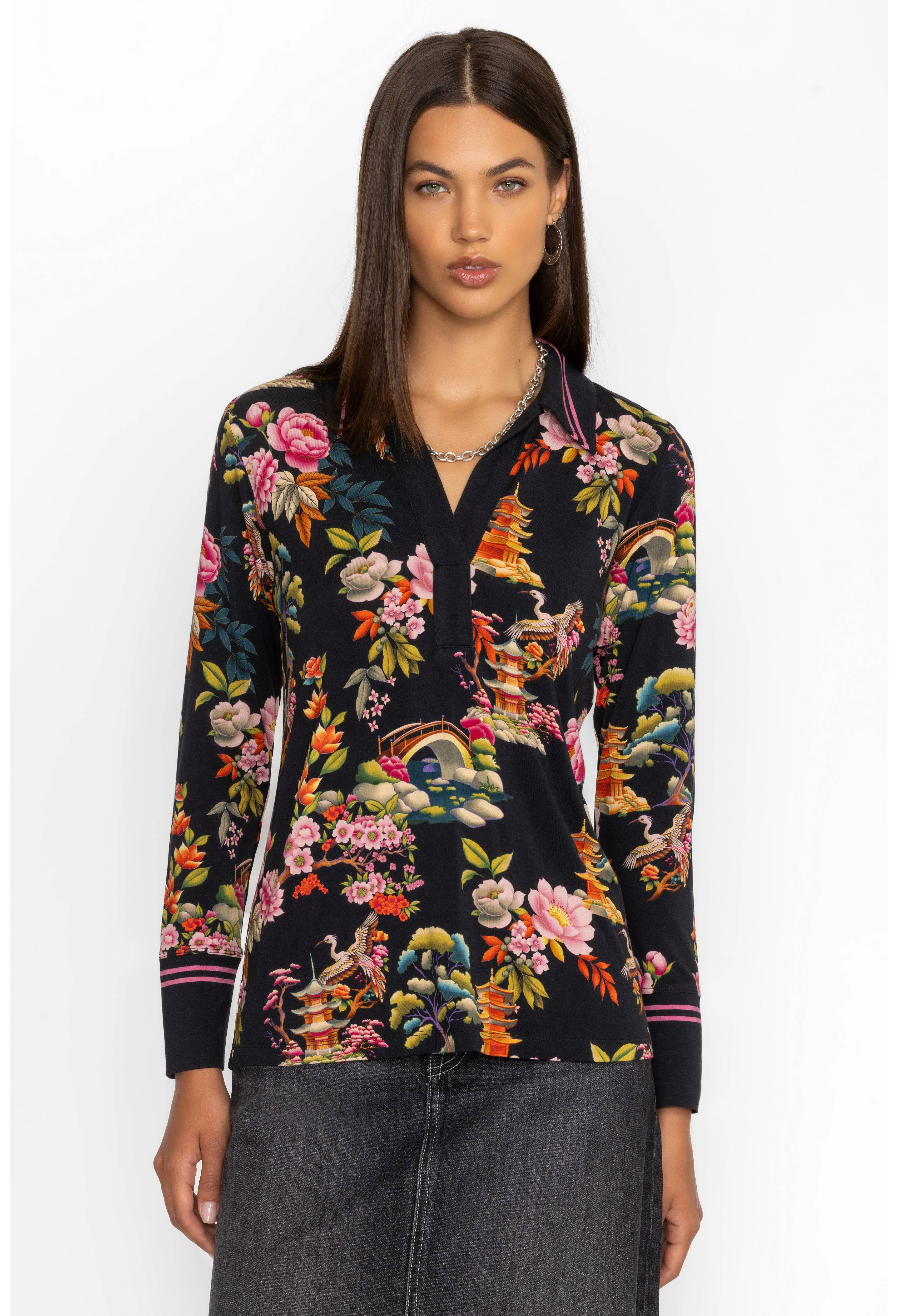 Johnny Was The Janie Favorite Split Front Collared Henley