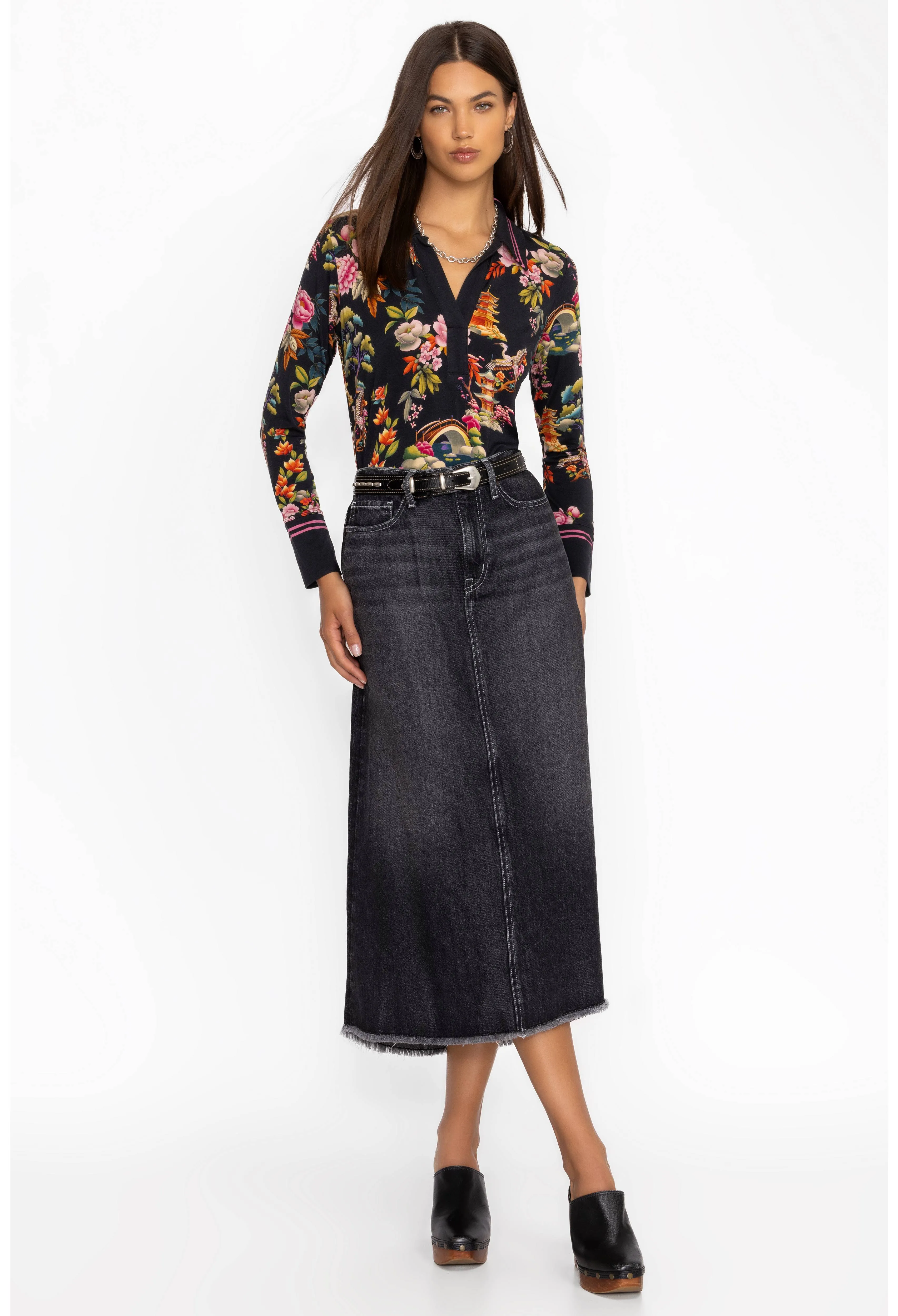 Johnny Was The Janie Favorite Split Front Collared Henley