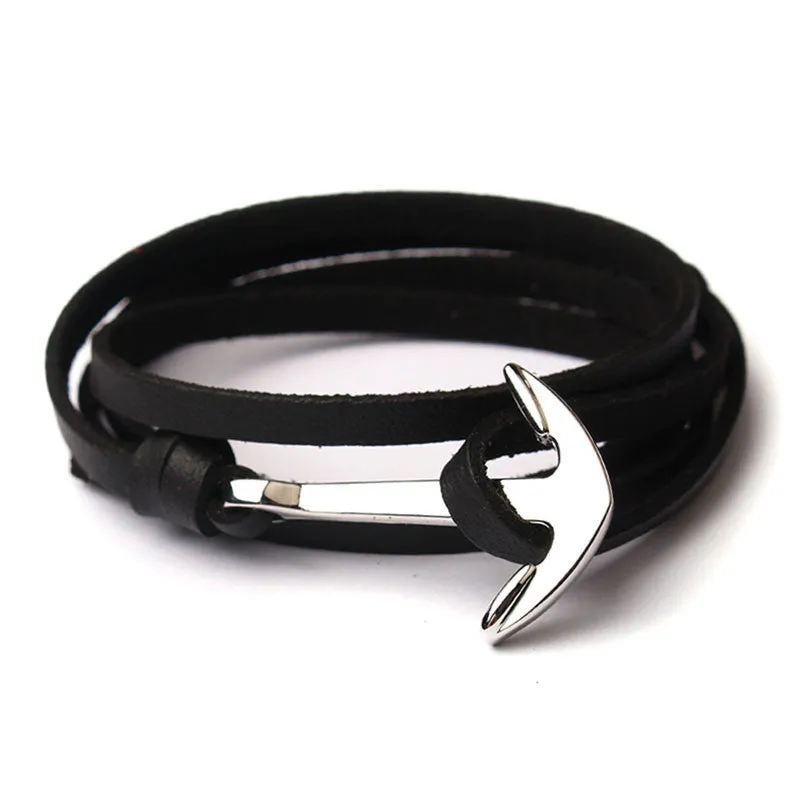 Karatcart Black Leather Wrap Around Adjustable Bracelet For Men