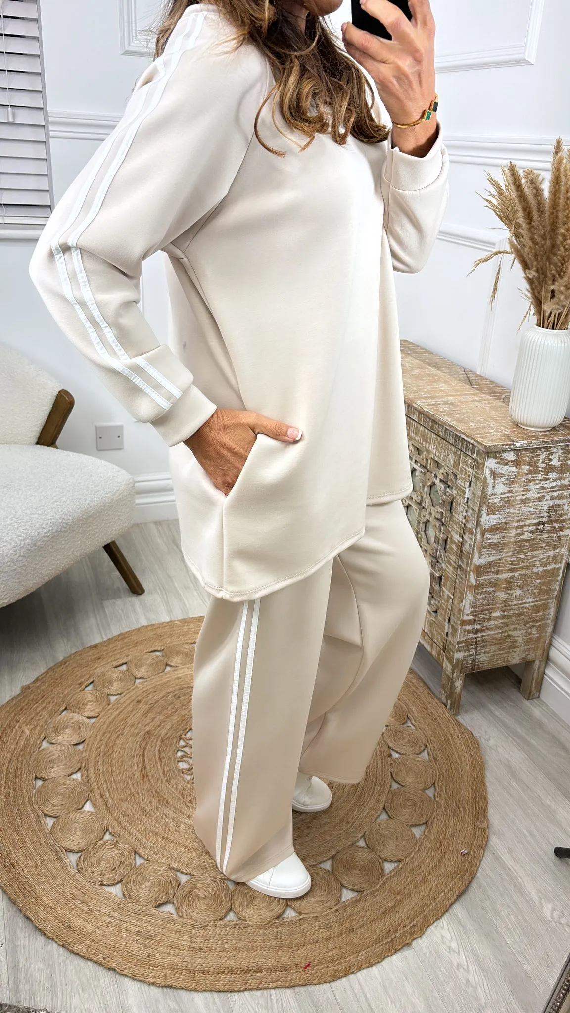 Karla Beige Side Stripe Tracksuit