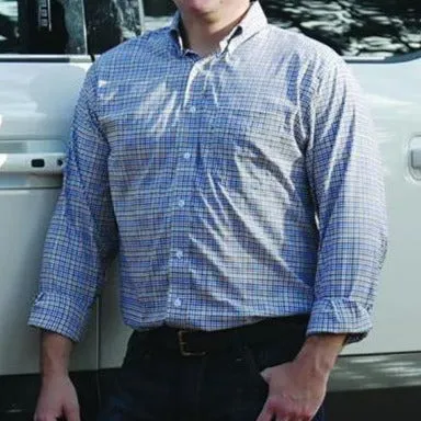 Kevin's Orange/Blue Tattersall Performance Long Sleeve Dress Shirt