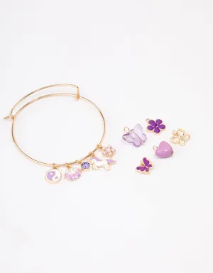 Kids Gold DIY Unicorn & Heart Charm Bracelet Pack