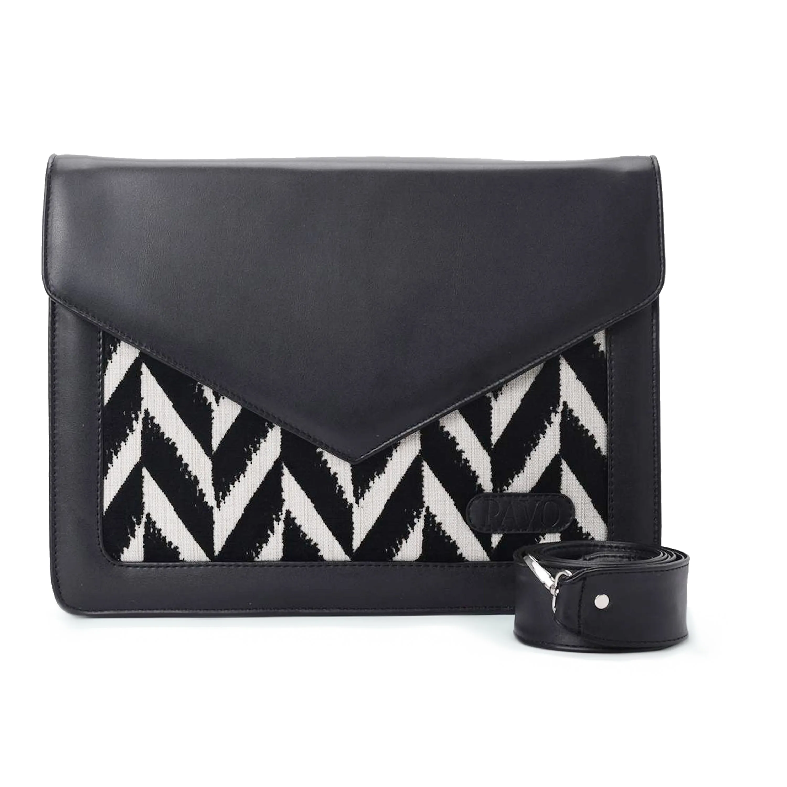 Laptop Bag/Sleeve Black with black and white colour Fabric - Code 106