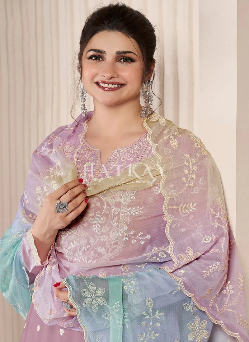 Lavender Reshamkari Embroidery Pant Style Suit