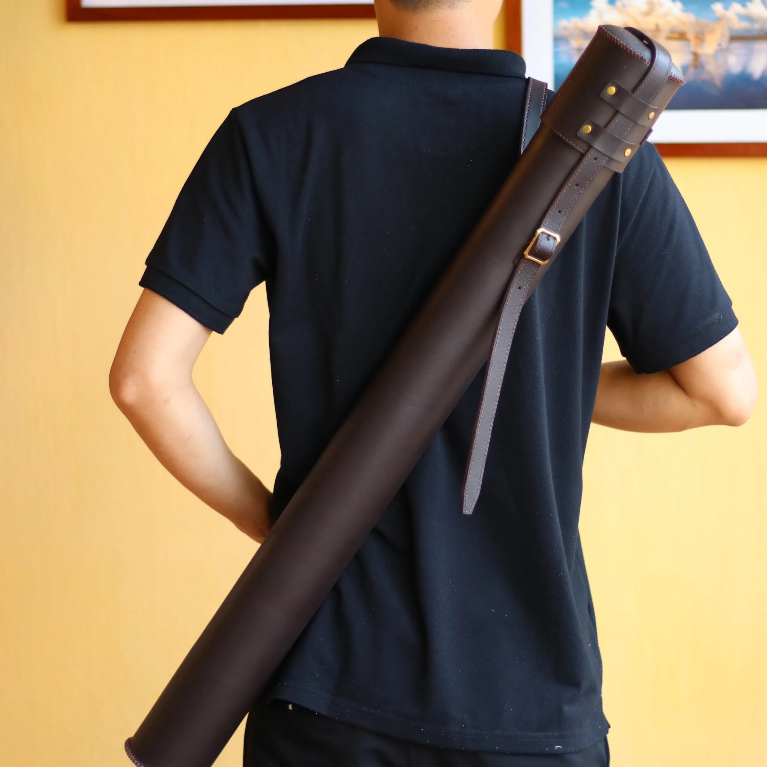 Leather Drawing Tube for Architects - 32 inches - 83cm - Blueprint Case