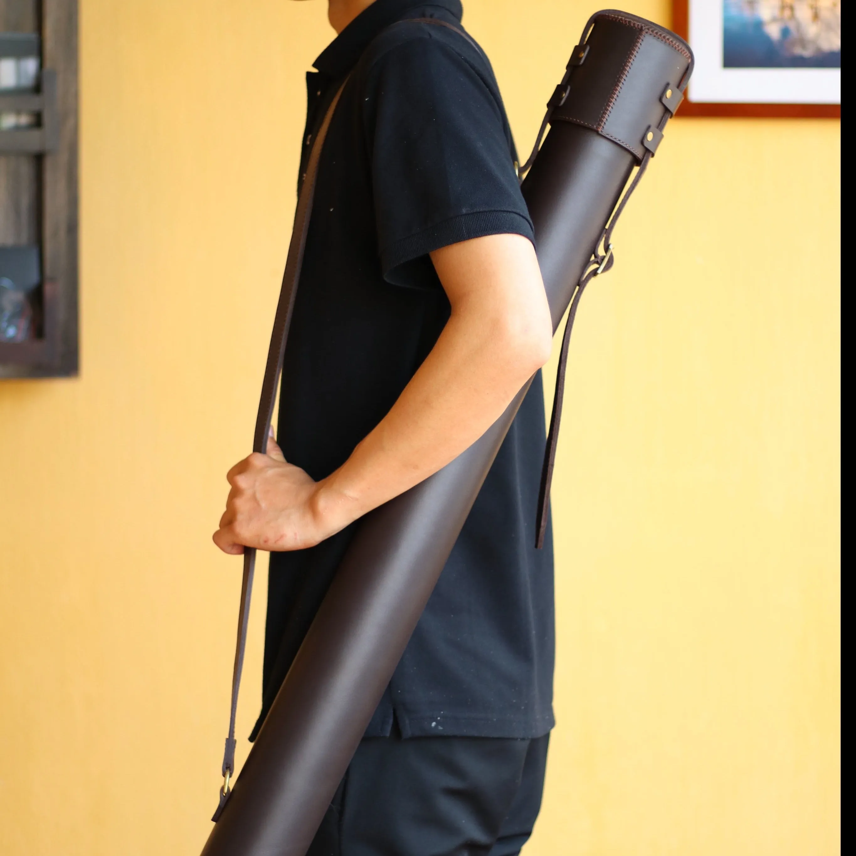 Leather Drawing Tube for Architects - 32 inches - 83cm - Blueprint Case