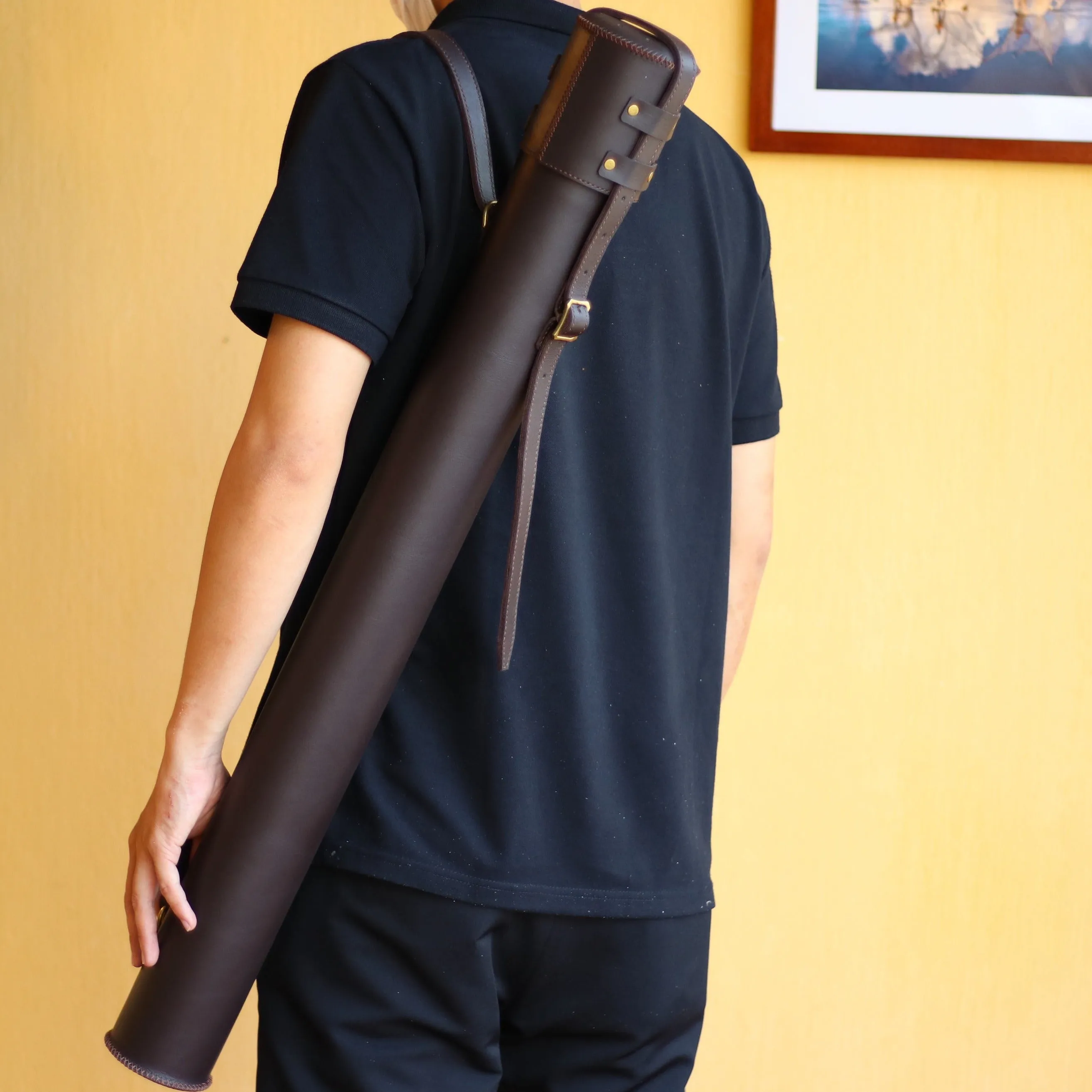 Leather Drawing Tube for Architects - 32 inches - 83cm - Blueprint Case