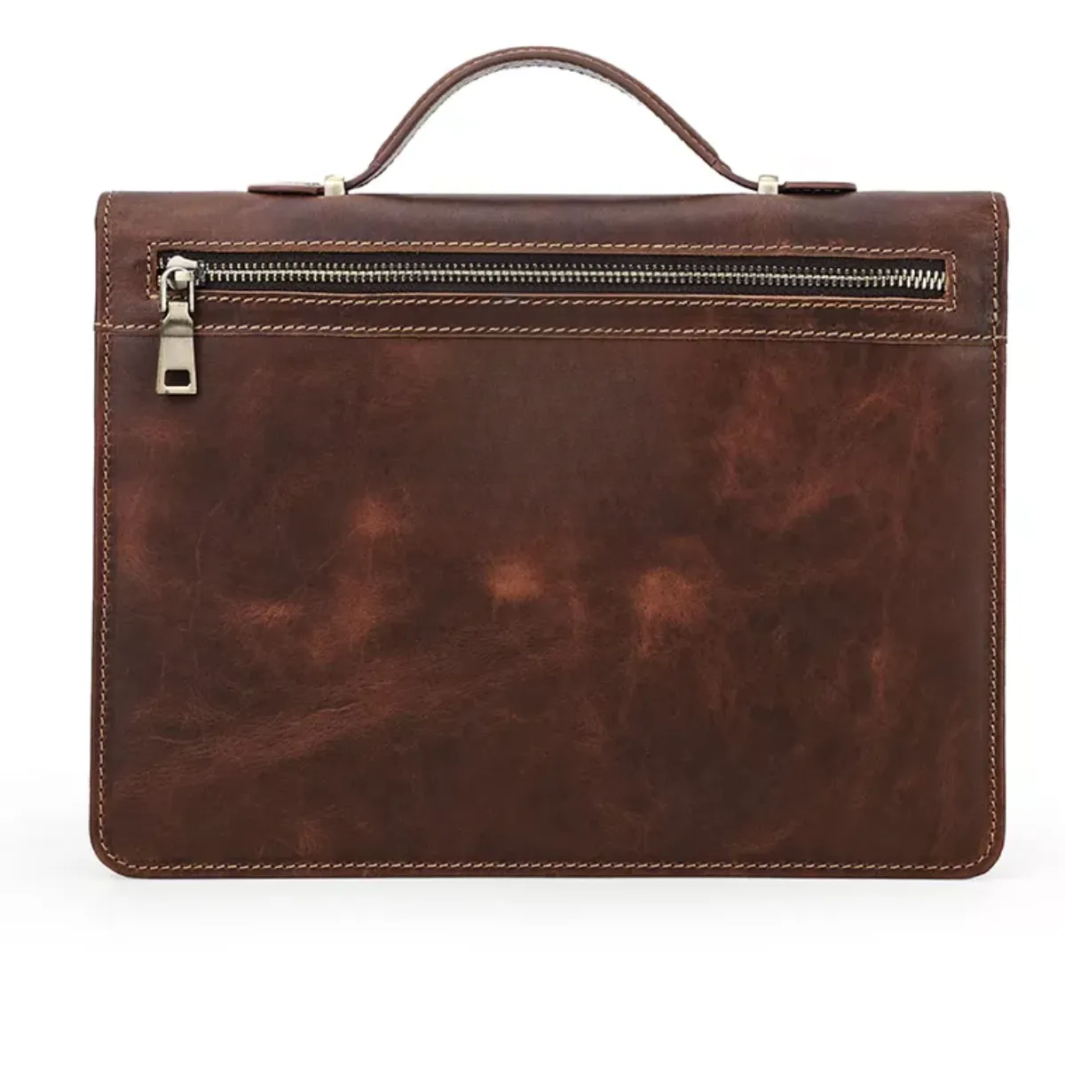 Leather Zipper Briefcase for iPad Pro 12.9" - Coffee