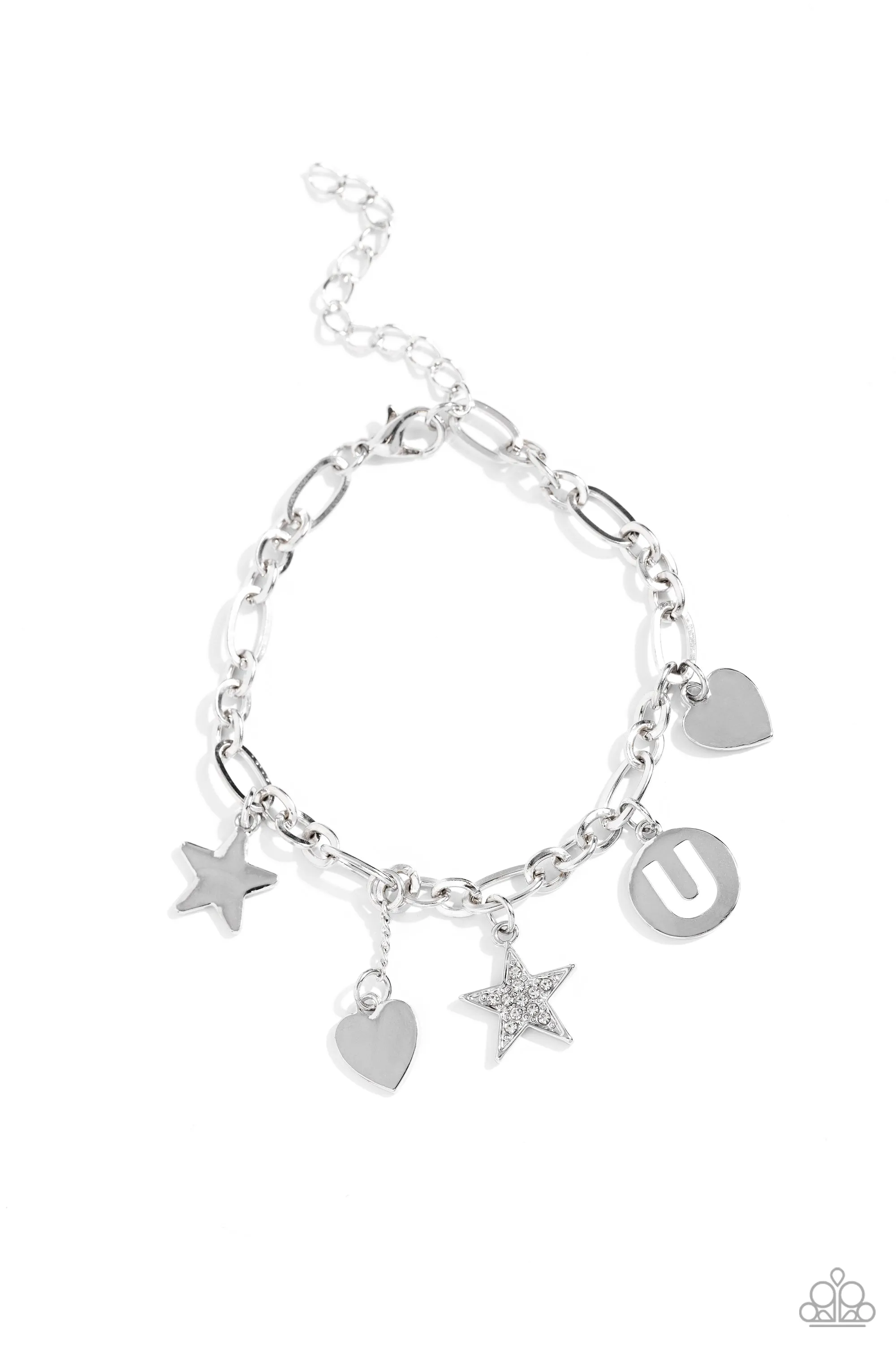 Legacy Letters - White - U Bracelet - Paparazzi Accessories