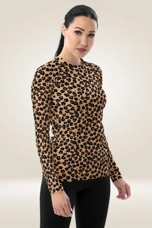 Leopard Print Rash Guard Long Sleeve Top