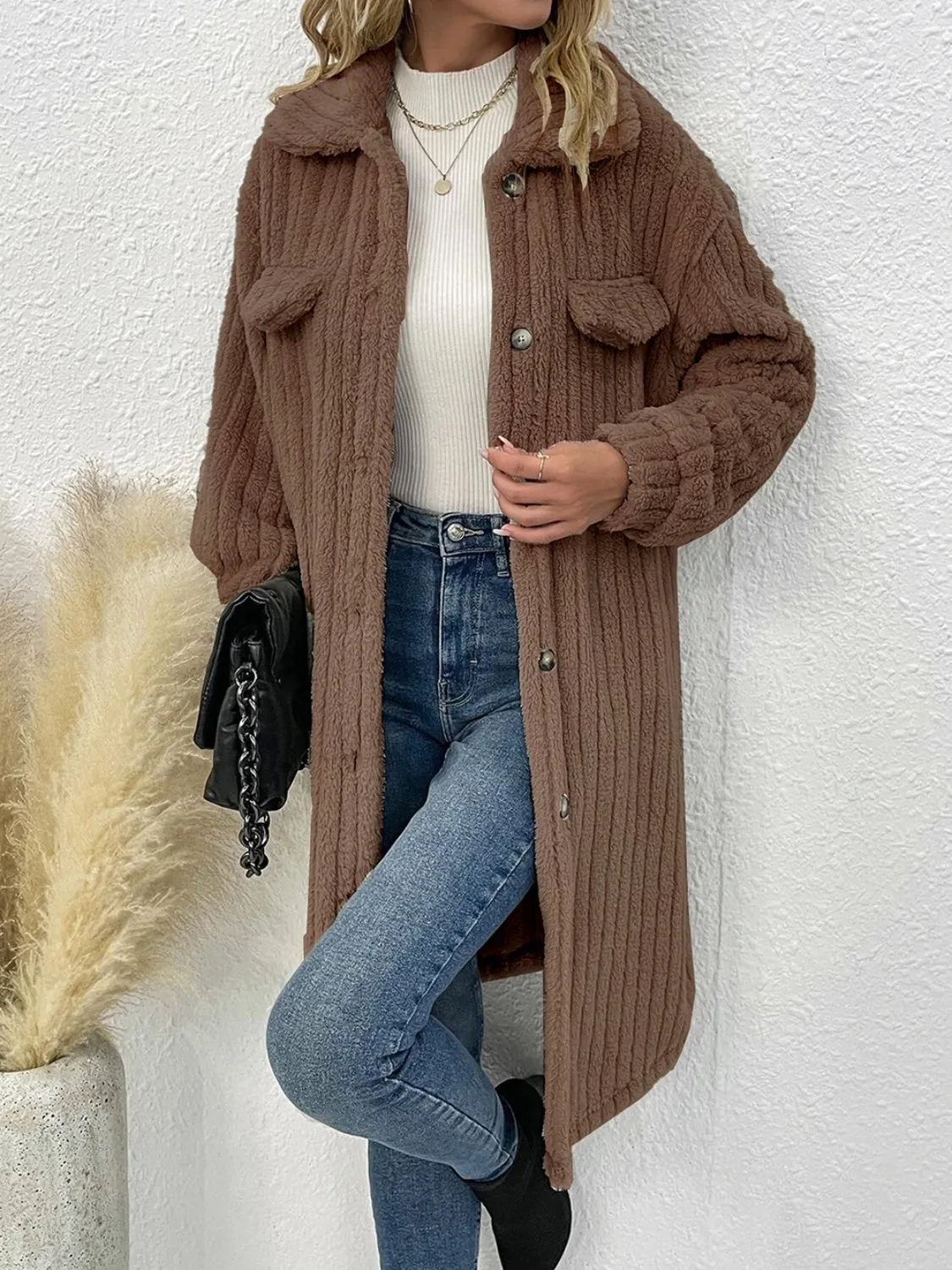 Lily Collared Neck Drop Shoulder Coat