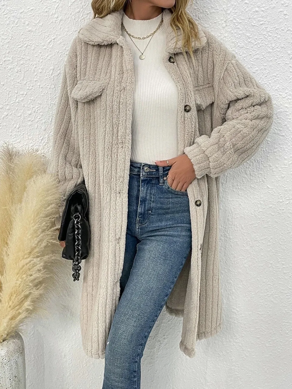 Lily Collared Neck Drop Shoulder Coat