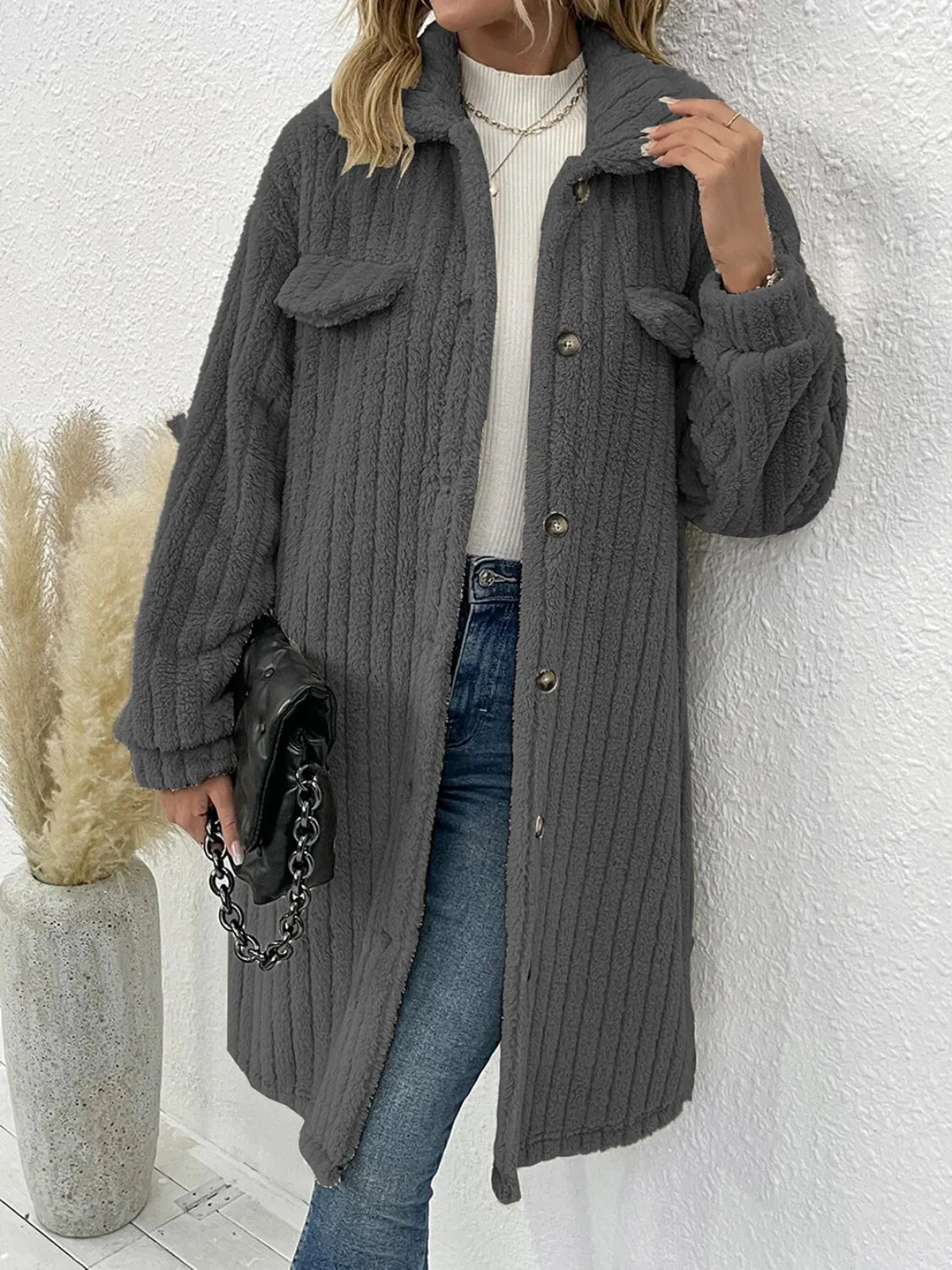 Lily Collared Neck Drop Shoulder Coat
