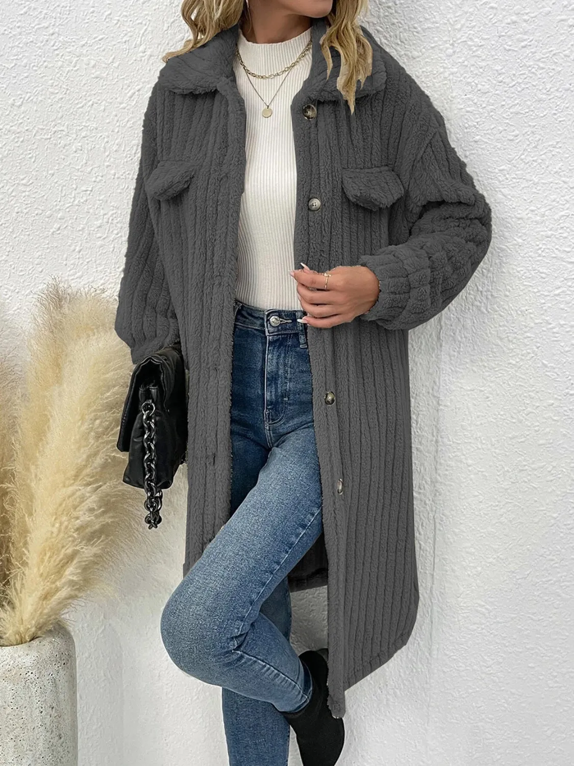 Lily Collared Neck Drop Shoulder Coat