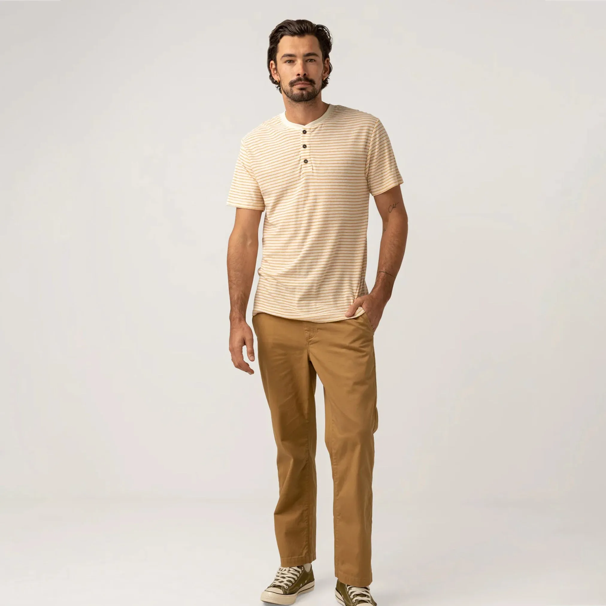 Linen Stripe Short Sleeve Henley