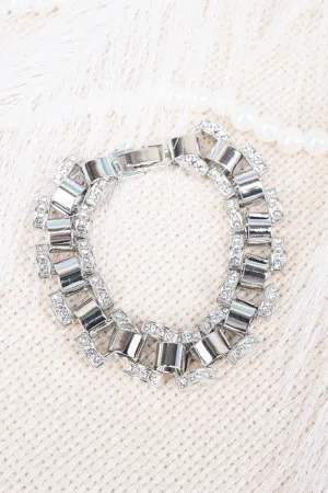 Linked In Style Silvertone Bracelet