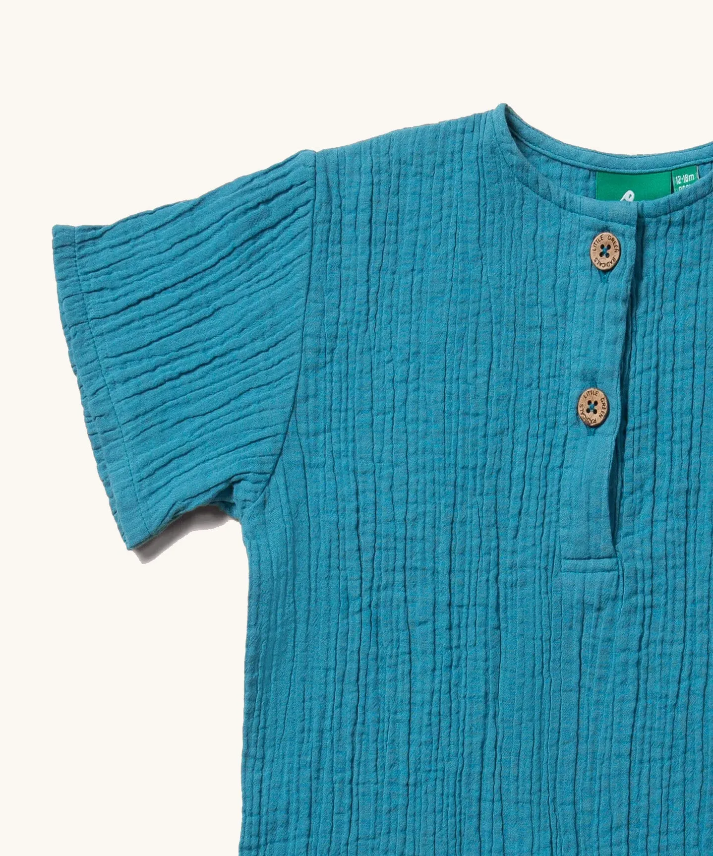 Little Green Radicals Muslin Henley Top - Horizon Blue