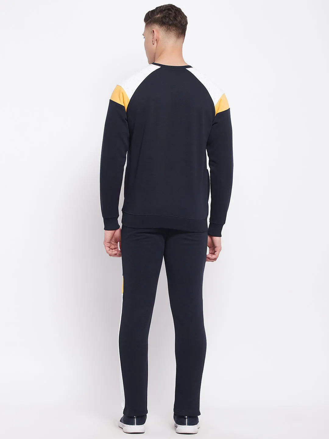 Livfree Mens Round Neck chest Alphabetical printed Winter Tracksuit- Navy