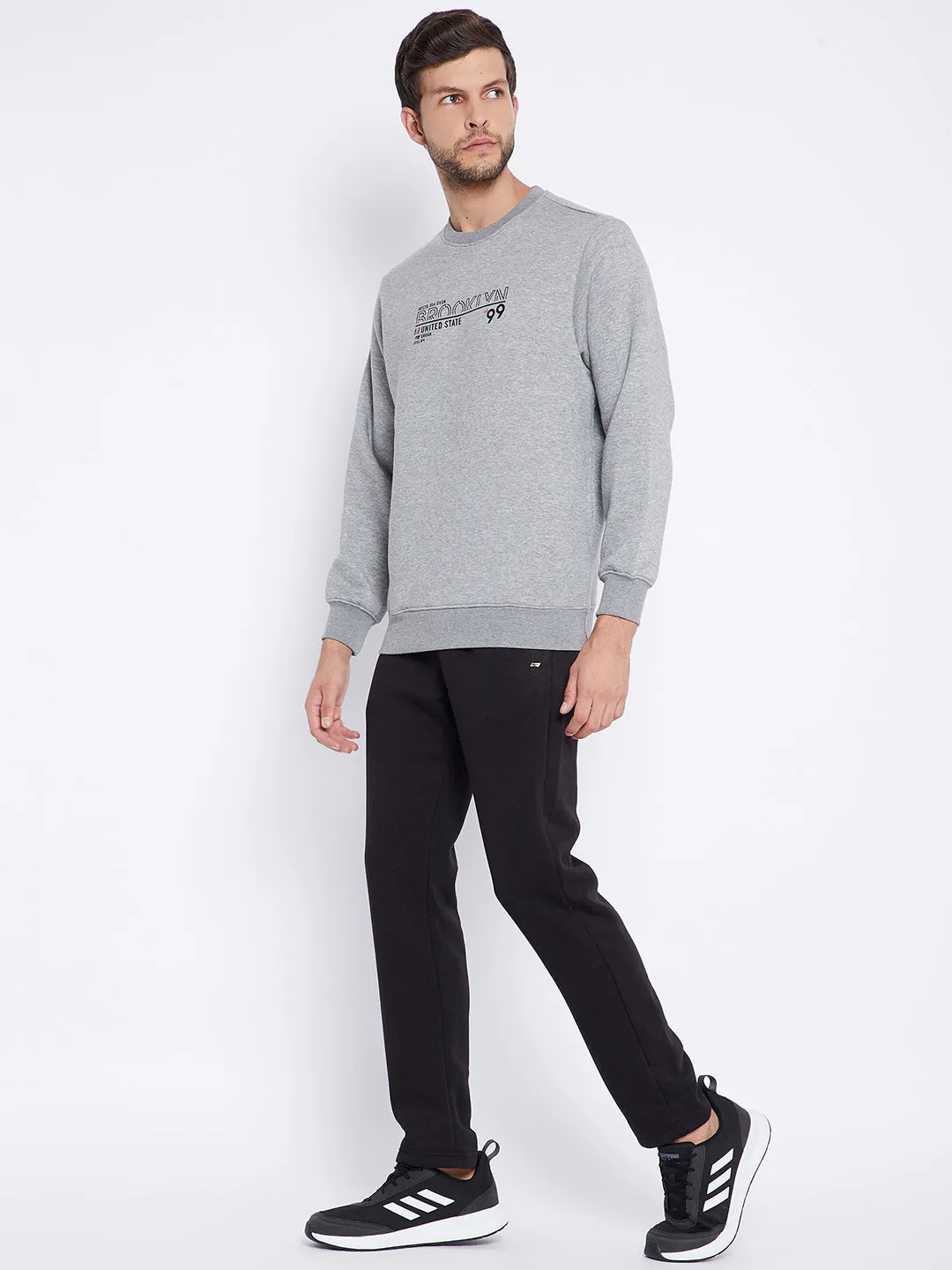 Livfree Men's Solid TrackSuit - 5% Milange Grey/Black