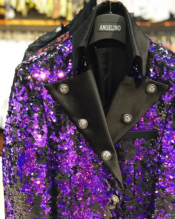 Long Coat - Sequin Purple, Mens - Long Blazer - 2021