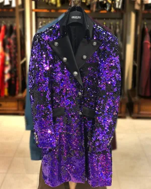 Long Coat - Sequin Purple, Mens - Long Blazer - 2021